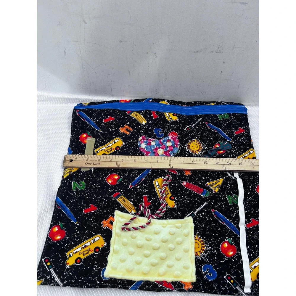 Handmade‎ Sensory Busy Mat 16x16 Multicolor School & Snowman Theme Kids